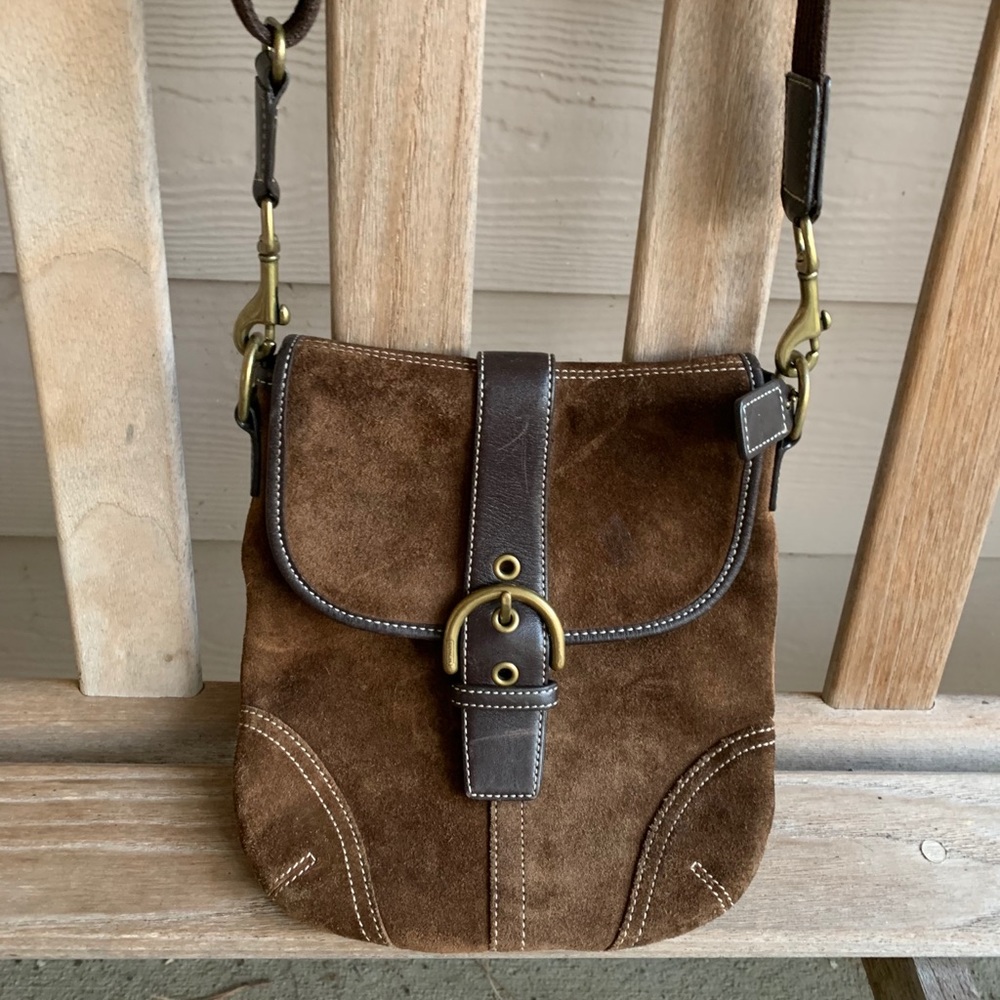 Coach 116 Brown Suede Crossbody Bag Vintage